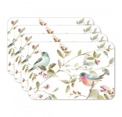 Counterart Beautiful Romance 4팩 양면 사용 가능 간편한 관리 유연한 플라스틱 플레이스매트 미국산 BPA 없음 PVC 없음 쉽게 깨끗하게 닦임