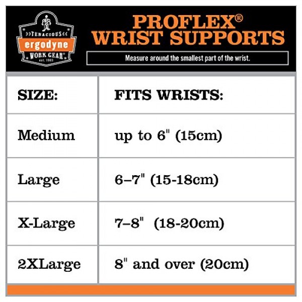 Ergodyne - 16624 ProFlex 675 양손잡이용 이중 스트랩 손목 지지대, 검정색, 대형