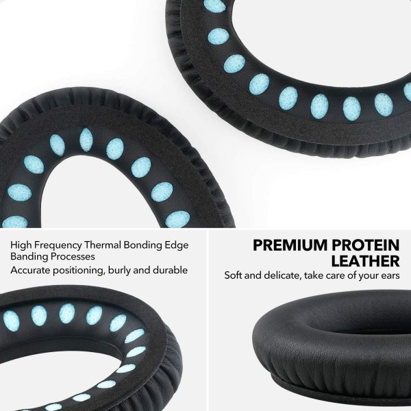 Bose Quiet Comfort 35 이어 패드, Bose QC 35/35 II용 이어 패드, 프로테인 램스킨 메모리 폼(블랙) 블랙제 액세서리