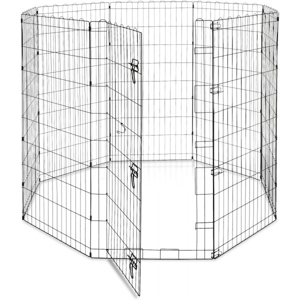 Amazon Basics 개 및 기타 애완 동물을위한 Foldable Metal Run with Door 122cm 122cm High With Door Single