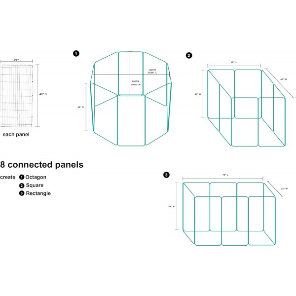 Amazon Basics 개 및 기타 애완 동물을위한 Foldable Metal Run with Door 122cm 122cm High With Door Single