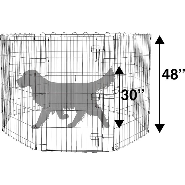 Amazon Basics 개 및 기타 애완 동물을위한 Foldable Metal Run with Door 122cm 122cm High With Door Single