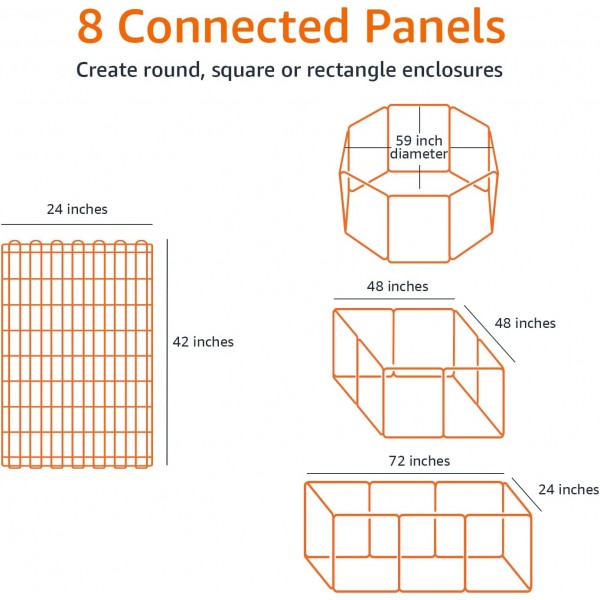 Amazon Basics 개 및 기타 애완 동물을위한 Foldable Metal Run with Door 122cm 122cm High With Door Single