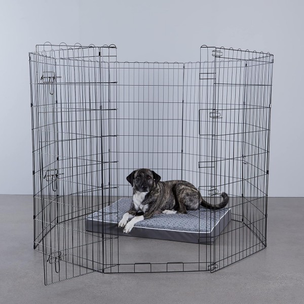 Amazon Basics 개 및 기타 애완 동물을위한 Foldable Metal Run with Door 122cm 122cm High With Door Single