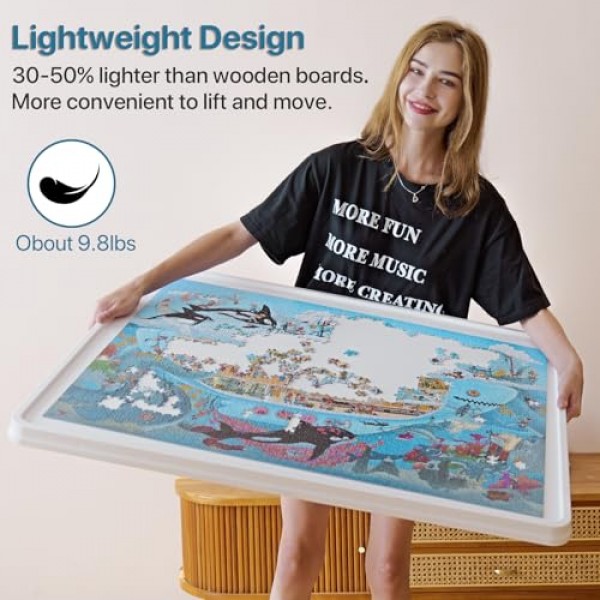 서랍과 덮개가 있는 1500개 회전 플라스틱 퍼즐 보드, 성인용 35x27 휴대용 직소 퍼즐 테이블, 게으른 수잔 회전 퍼즐 보드(특허 디자인)