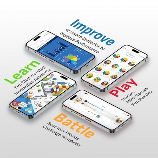 GoCube Edge 풀 팩 - 연결된 전자 블루투스 큐브 - 스티커가 없는 3x3 자기 속도 큐브 - 어린이, 성인을 위한 무료 앱 지원 대화형 스마트 큐브 - STEM 퍼즐 장난감 큐브