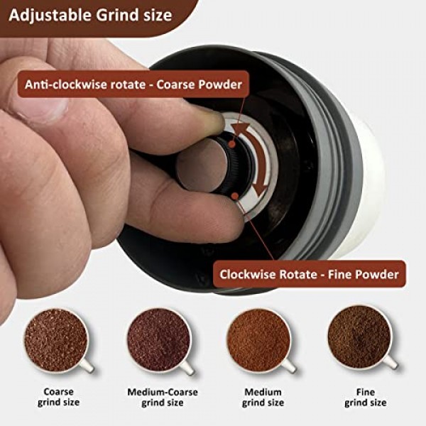 C1365 수동 그라인더, 영구 필터, 컵이 포함된 올인원 커피 메이커(2) | 캐빈, 캠프장, RV, 주방, 사냥 및 배낭여행(화이트)