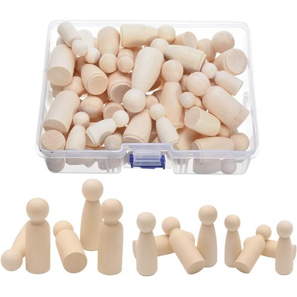 Dtaeye 나무 그림 50 조각 나무 콘 그림을위한 나무 그림 미완성 나무 그림 인형 DIY 천연 나무 그림 그림 나무 그림 가족 나무 인형 원시 나무 그림 콘 (4 크기)