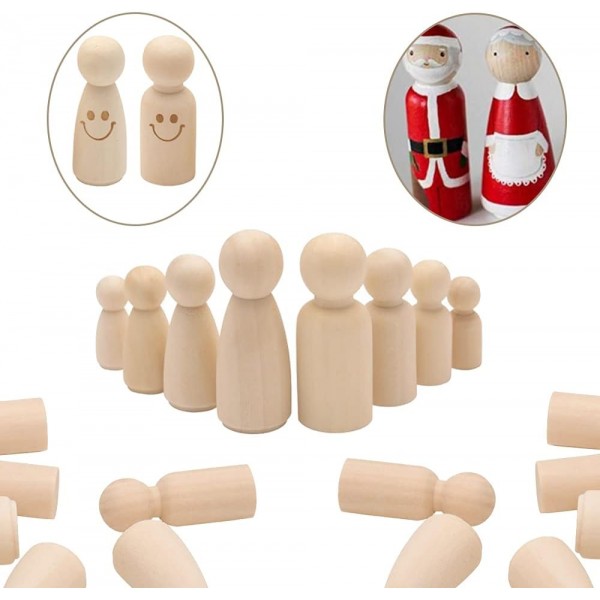 Dtaeye 나무 그림 50 조각 나무 콘 그림을위한 나무 그림 미완성 나무 그림 인형 DIY 천연 나무 그림 그림 나무 그림 가족 나무 인형 원시 나무 그림 콘 (4 크기)