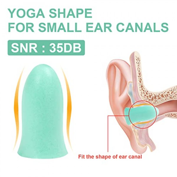 LYSIAN 100 쌍 작은 귀 운하 여성용 슬림 폼 이어 플러그, 35dB SNR 소음 차단 수면, 코골이, 작업, 촬영, 공부, 시끄러운 소음을위한 소음 차단 감소 귀마개