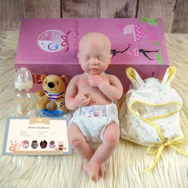 BABESIDE 생생한 Reborn Baby Dolls - 16인치 풀 플래티넘 실리콘 Reborn Baby Boy ''Aurora'' 사실적인 신생아 인형 Sleeping Boy Real Life Baby Dolls with Feeding Kit & Gift Box
