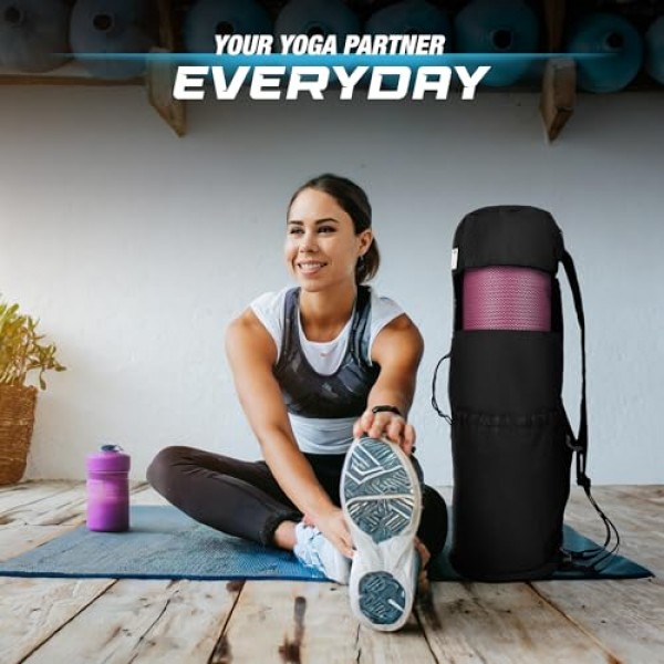 MAGNILAY 매트 및 블록용 대형 확장형 요가 가방 - 여성 및 남성을 위한 요가 매트 가방 - 포켓과 조절 가능한 스트랩(32L x 9 직경)으로 운동에 필요한 모든 물건에 적합한 