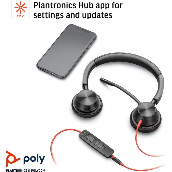 Plantronics - Blackwire 3325 USB-C(폴리) - 붐 마이크가 있는 유선 양방향 헤드셋(스테레오) - USB-C를 통해 PC/Mac에 연결하거나 3.5mm 커넥터를 통해 스마트폰/태블릿에 연결 - 팀 