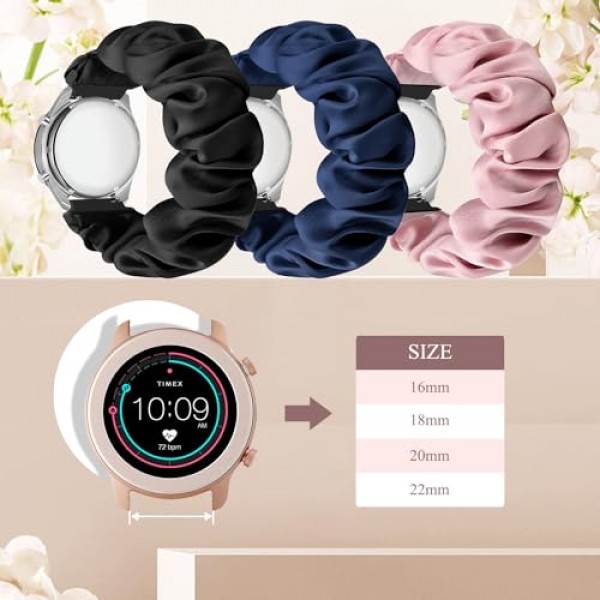16mm 18mm 20mm 22mm 시계 밴드와 호환 가능, 부드러운 귀여운 인쇄 탄성 천 손목 밴드 퀵 릴리스 밴드 Scrunchie 손목 밴드 교체 여성용