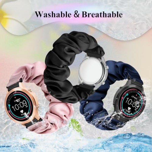 16mm 18mm 20mm 22mm 시계 밴드와 호환 가능, 부드러운 귀여운 인쇄 탄성 천 손목 밴드 퀵 릴리스 밴드 Scrunchie 손목 밴드 교체 여성용