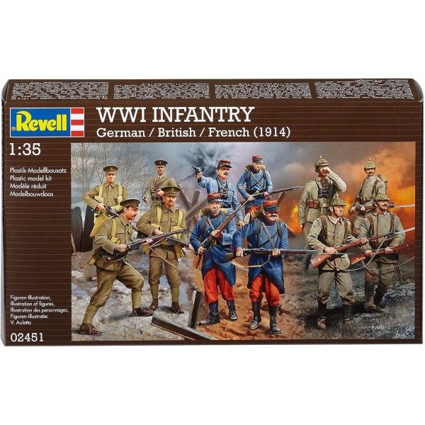 Revell 02451 모델 키트 피규어 1:35 - WWI INFANTRY German/British/French (1914) in 1:35 scale, level 4, 많은 디테일이 있는 충실한 복제품