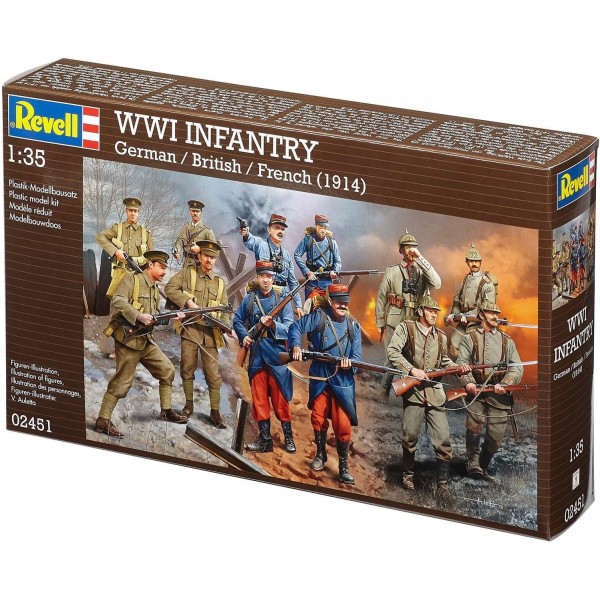 Revell 02451 모델 키트 피규어 1:35 - WWI INFANTRY German/British/French (1914) in 1:35 scale, level 4, 많은 디테일이 있는 충실한 복제품