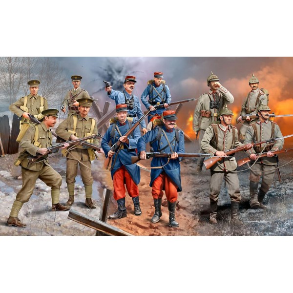 Revell 02451 모델 키트 피규어 1:35 - WWI INFANTRY German/British/French (1914) in 1:35 scale, level 4, 많은 디테일이 있는 충실한 복제품
