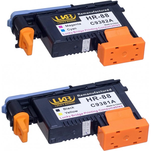 Lucky Bridge HP88 프린트 헤드 2PK C9381A C9382A HP Officejet K5400 L7550 L7580 L7590 L7650 L7680 L7750 L7780 L7790 프린터가 있는 HP Officejet과 호환되는 재생산