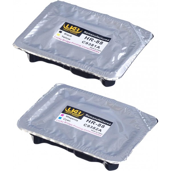 Lucky Bridge HP88 프린트 헤드 2PK C9381A C9382A HP Officejet K5400 L7550 L7580 L7590 L7650 L7680 L7750 L7780 L7790 프린터가 있는 HP Officejet과 호환되는 재생산