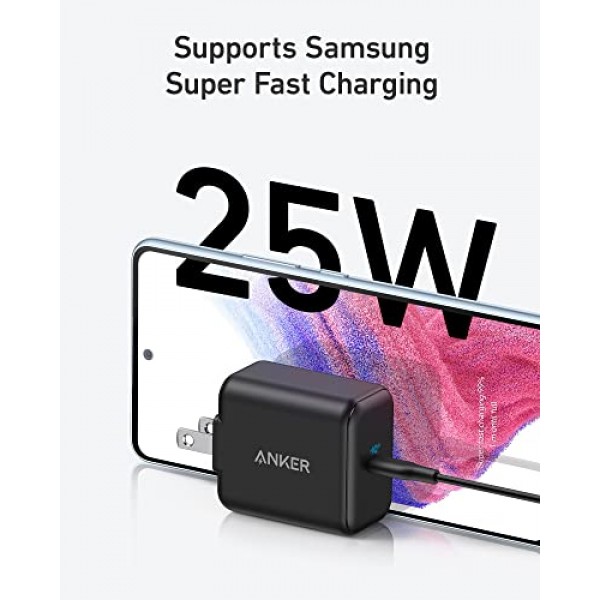 25W USB C 초고속 충전기, 312 충전기, Samsung Galaxy S23 Ultra/S23+/S23/S22 Ultra/S22+/S22/S21/S20/Note 20 Ultra/Note 10/Z Fold 3용 Anker Ace 접이식 PPS 고속 충전기, 케이블 없음 포함됨