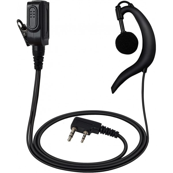 UAYESOK 2 핀 G 모양 이어폰 Serveillance 헤드셋 이어폰 인라인 PTT 마이크 양방향 라디오 Kenwood 2 핀 TK-3501 Baofeng UV-5R 888S UV-82 Puxing Retevis Wouxun TYT Midland G10(2pcs)