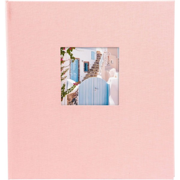 이미지 섹션이 있는 goldbuch 27942 사진 앨범, Bella Vista, 메모리 앨범 30 x 31cm, 글라신지 칸막이가 있는 사진 앨범 60 블랙 페이지, 리넨으로 만든 사진첩, 로제