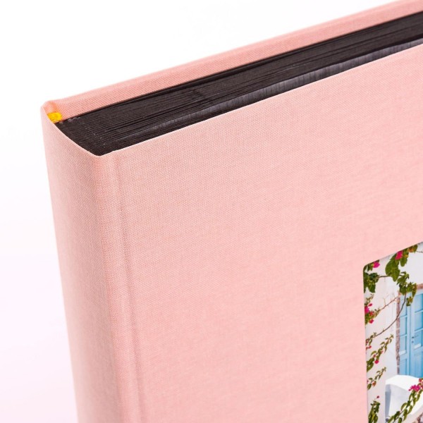 이미지 섹션이 있는 goldbuch 27942 사진 앨범, Bella Vista, 메모리 앨범 30 x 31cm, 글라신지 칸막이가 있는 사진 앨범 60 블랙 페이지, 리넨으로 만든 사진첩, 로제