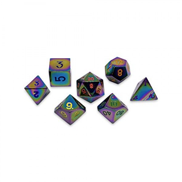 Norse Foundry의 BiFrost 풀메탈 다면체 주사위 7개 세트 | RPG 수학 게임 DND 패스파인더…