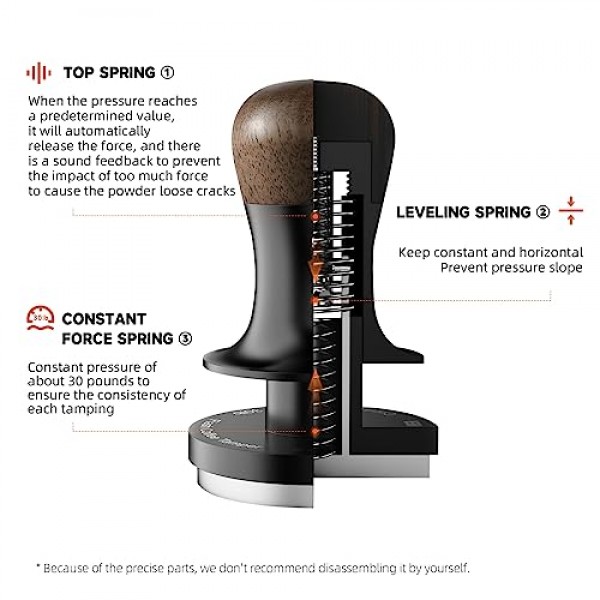 MHW-3BOMBER 58.35mm 에스프레소 커피 탬퍼(3개의 스프링 장착 보정 에스프레소 탬퍼 포함) 30lbs 사운드 피드백이 포함된 에스프레소 핸드 탬퍼 T6072T