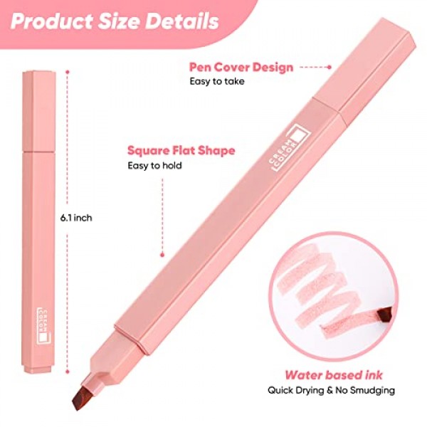 심미적 귀여운 형광펜 다양한 색상, 성경 형광펜 및 펜 번짐 없음, 부드러운 부드러운 치즐 팁 저널링 메모용 파스텔 마커 펜 학교 문구 용품(Sunny)