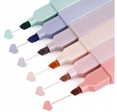 심미적 귀여운 형광펜 다양한 색상, 성경 형광펜 및 펜 번짐 없음, 부드러운 부드러운 치즐 팁 저널링 메모용 파스텔 마커 펜 학교 문구 용품(Sunny)