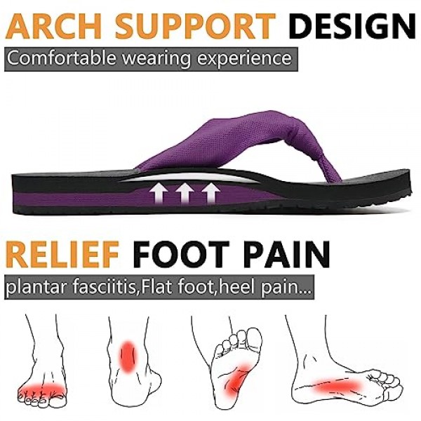 MAIITRIP 여성용 편안한 천 스트랩 플립플롭(아치 지지대 포함)