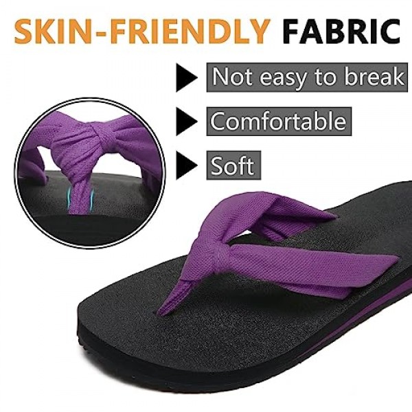 MAIITRIP 여성용 편안한 천 스트랩 플립플롭(아치 지지대 포함)