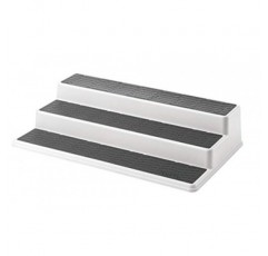 Copco 2555-0188 미끄럼 방지 3단 향신료 식료품 저장실 주방 캐비닛 정리함, 15인치, 흰색/회색