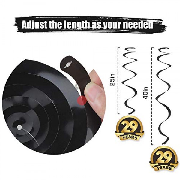 29번째 생일 소용돌이 모양 깃발 세트 - 생일 축하 배너, 29번째 생일 29세 생일 파티에 배경 장식을 매달아 건배.