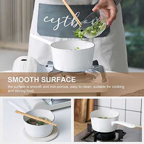 CALIDAKA 1.2L 에나멜 우유 팬, 미니 버터 워머, 쏟아지는 주둥이가 있는 에나멜웨어 소스팬 팬, 붙지 않는 에나멜 우유 냄비, 유도 전기 가스 스토브용 에나멜 녹는 냄비