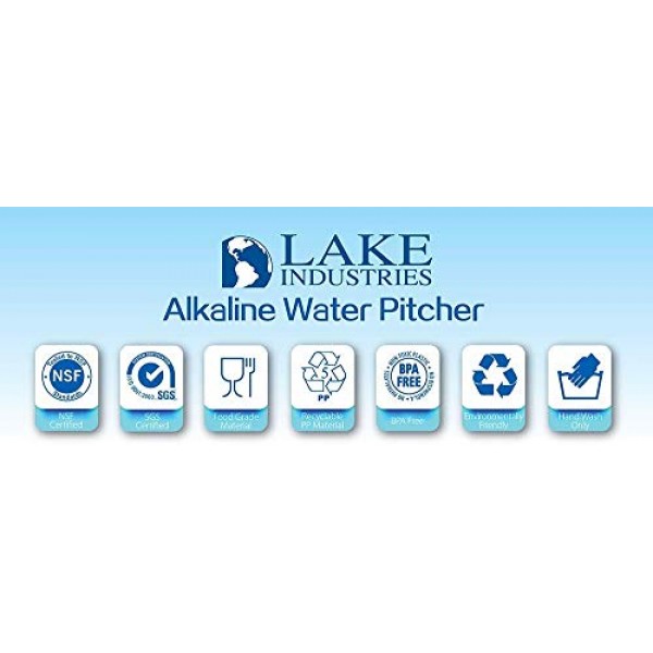 Lake Industries 알칼리성 물 투수 카트리지 교체 | 150리터/40갤런 용량 | 퓨어클린 하이드레이션 | 4팩