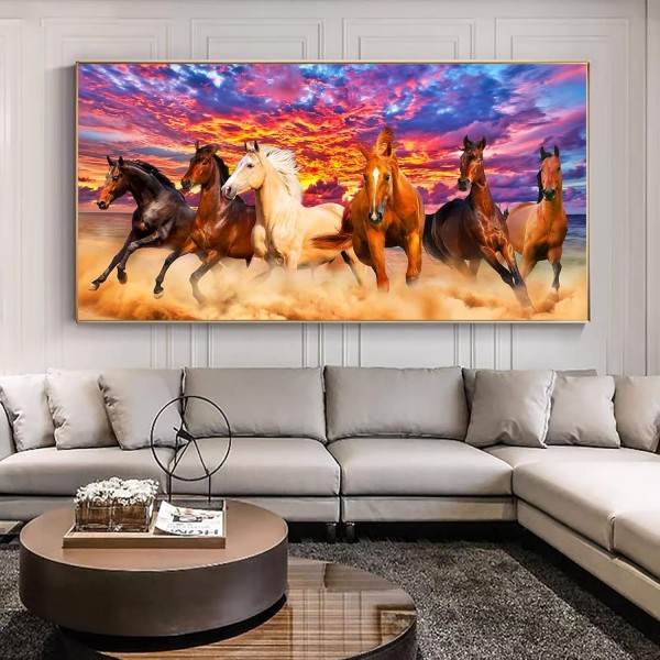 성인용 EXQULEG 5D 다이아몬드 페인팅 키트, 말 다이아몬드 페인팅 사진, 가정용 벽 장식용 숫자 키트로 DIY 다이아몬드 페인팅(100x50cm)