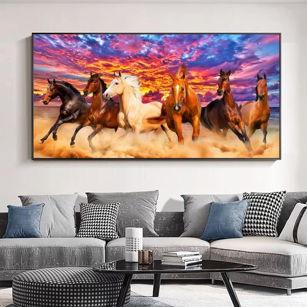 성인용 EXQULEG 5D 다이아몬드 페인팅 키트, 말 다이아몬드 페인팅 사진, 가정용 벽 장식용 숫자 키트로 DIY 다이아몬드 페인팅(100x50cm)