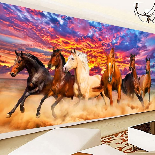 성인용 EXQULEG 5D 다이아몬드 페인팅 키트, 말 다이아몬드 페인팅 사진, 가정용 벽 장식용 숫자 키트로 DIY 다이아몬드 페인팅(100x50cm)