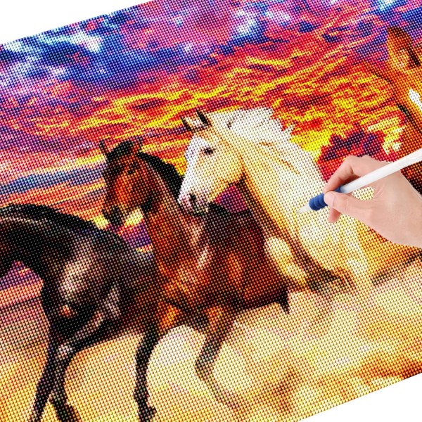 성인용 EXQULEG 5D 다이아몬드 페인팅 키트, 말 다이아몬드 페인팅 사진, 가정용 벽 장식용 숫자 키트로 DIY 다이아몬드 페인팅(100x50cm)