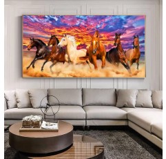 성인용 EXQULEG 5D 다이아몬드 페인팅 키트, 말 다이아몬드 페인팅 사진, 가정용 벽 장식용 숫자 키트로 DIY 다이아몬드 페인팅(100x50cm)