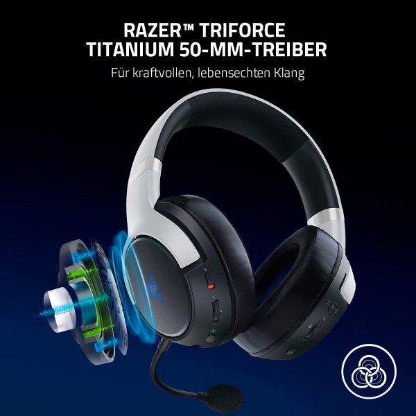 Razer Kaira Pro - 햅틱 기능이 있는 듀얼 무선 PlayStation 5 헤드셋(Razer HyperSense, 50mm 드라이버, 하이퍼클리어 카디오이드 마이크, 볼륨 컨트롤, Razer SmartSwitch, RGB Chroma) 플레