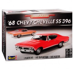 Chevrolet Chevy Chevelle SS396 쿠페 레드 2세대 1968-1972 키트 1/24 1/25 사용자 정의 번호판이 없는 Revell 모델 자동차