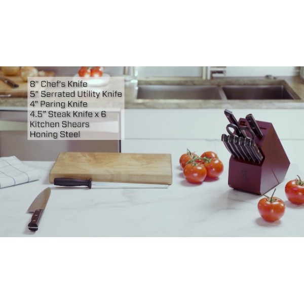 HENCKELS Dynamic Razor-Sharp 12피스 칼 세트, 셰프 칼, 빵 칼, 스테이크 칼, 100년 이상의 숙련된 기술을 바탕으로 제작된 독일 기술, 천연