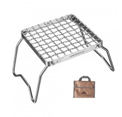 CAMPINGMOON 휴대용 접이식 캠핑 캠프파이어 그릴 오버파이어 분할 스토브 304 스테인레스 스틸(그리드 와이어(MS-1011))