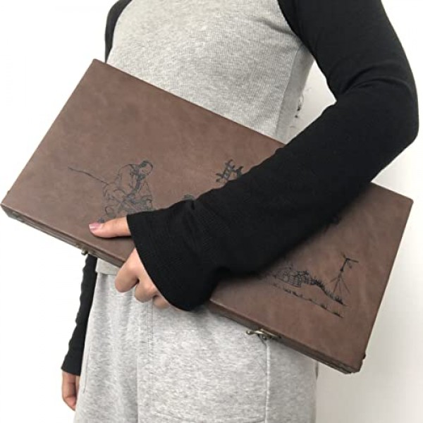 Luoyer 15 인치 중국 체스 세트 PU 가죽 접이식 보드 Xiangqi 휴대용 중국 체스 게임 세트 전략 Xiang Qi 보드 게임 청소년 성인 가족을위한 2 플레이어