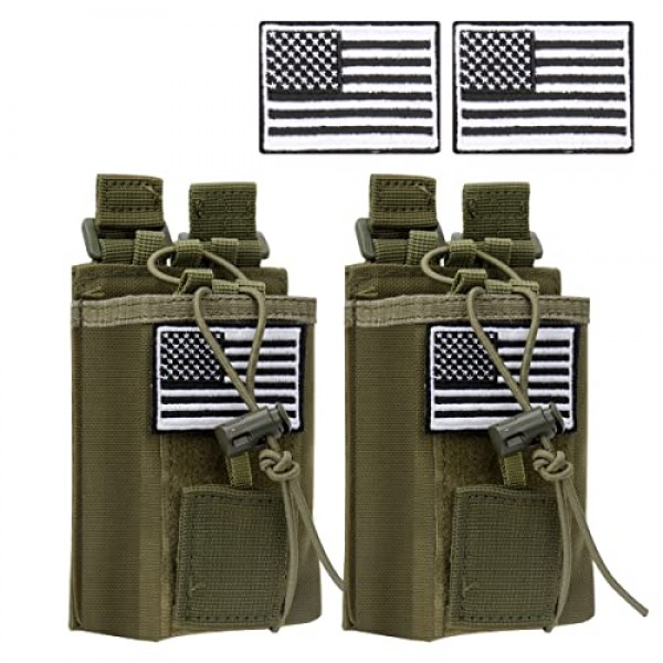 2 팩 라디오 케이스 라디오 홀더 Molle 전술 라디오 홀스터 Baofeng UV-5R F8HP UV-5R GT-3 UV-82 용 군용 헤비 듀티 라디오 파우치 백 양방향 워키 토키 가방 팩/더플과 호환 가능