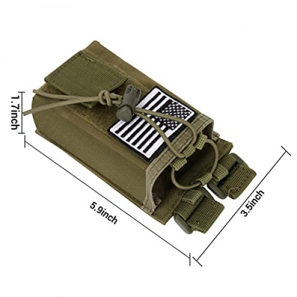 2 팩 라디오 케이스 라디오 홀더 Molle 전술 라디오 홀스터 Baofeng UV-5R F8HP UV-5R GT-3 UV-82 용 군용 헤비 듀티 라디오 파우치 백 양방향 워키 토키 가방 팩/더플과 호환 가능